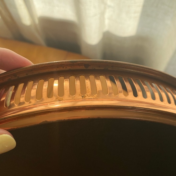 Gorgeous Vintage Style Copper & Faux Wood Design Table/Centerpiece Tray - Picture 4 of 10